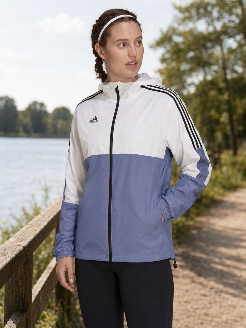 ADIDAS WINDBREAKER TIRO BLOCKING - WHITE/ORBIT VIOLET WOMEN Size M.